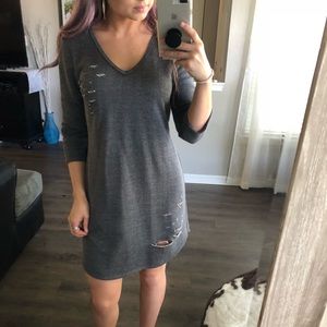 Distressed sweater dress